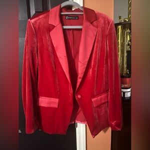 Red tuxedo blazer
